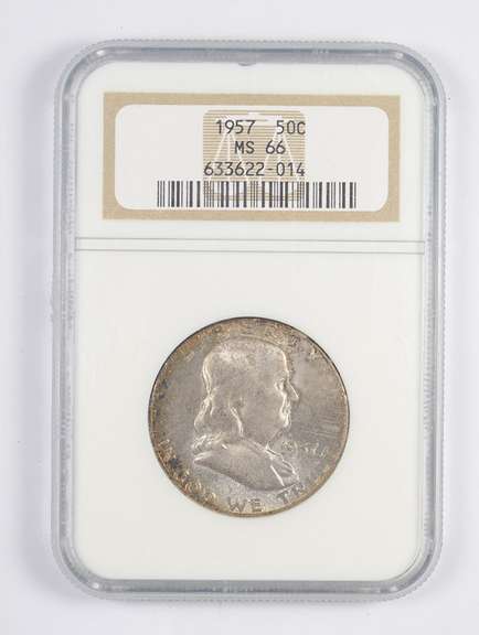 MS66 1957 Franklin Half Dollar - TONED - Graded NGC