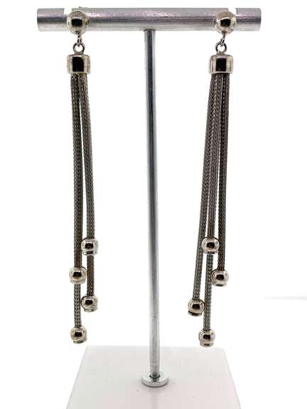 Mesh Sterling Silver Dangling Earrings