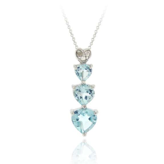 Sterling Silver Blue Topaz & Diamond Accent Heart Journey Pendant