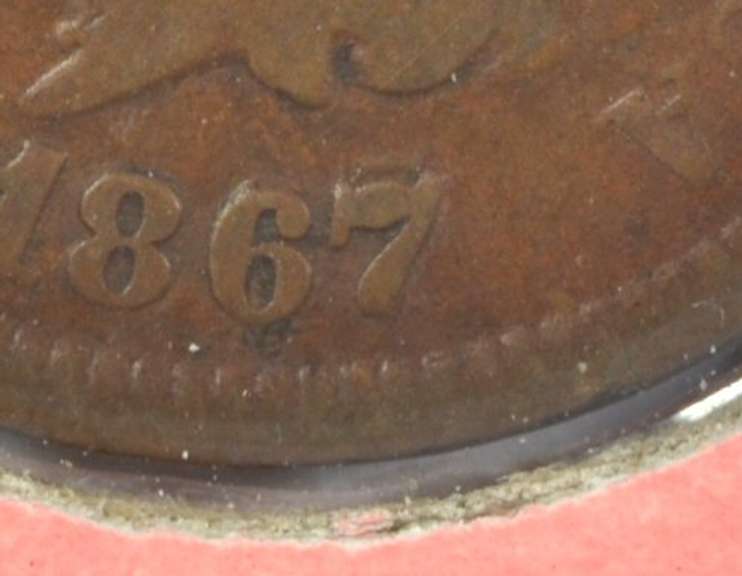 Rare 1867/7 Indian Head Cent