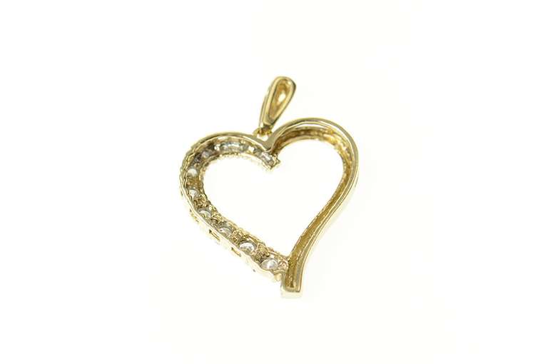 10K Yellow Gold Classic Diamond Curvy Heart Love Symbol Pendant