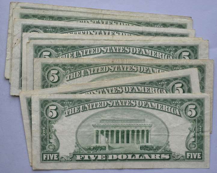 4 Each 1934 D  & 1953 A Series $5 Silver Certificates.