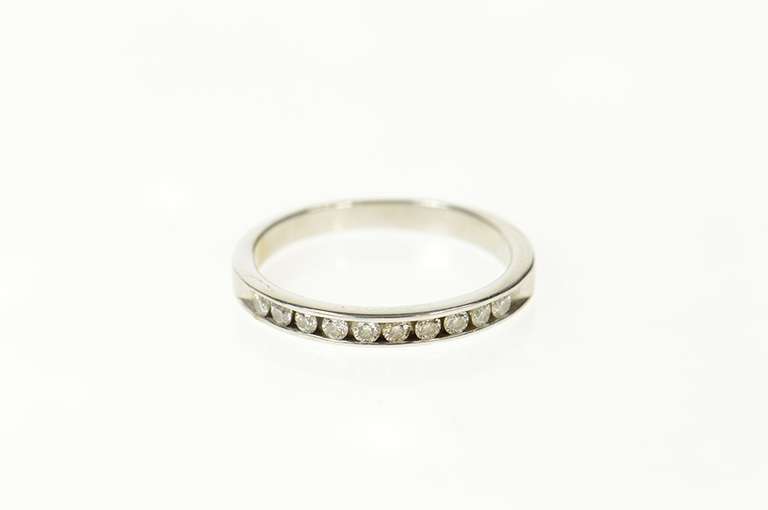 14K White Gold 0.20 Ctw Classic Diamond Wedding Band Ring