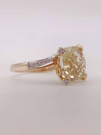 Gorgeous 14kt Gold, Citrine, & Diamond Cocktail Ring