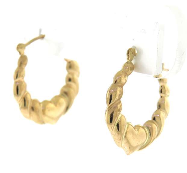 Simple Yellow Gold Heart Shrimp Earrings