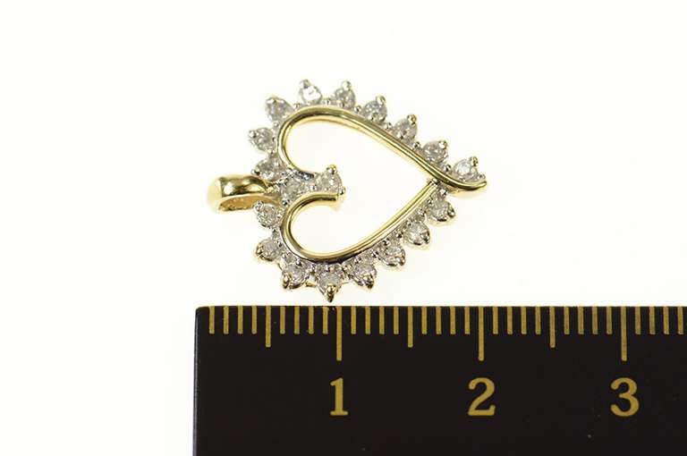 10K Yellow Gold Wavy Diamond Classic Heart Love Symbol Pendant