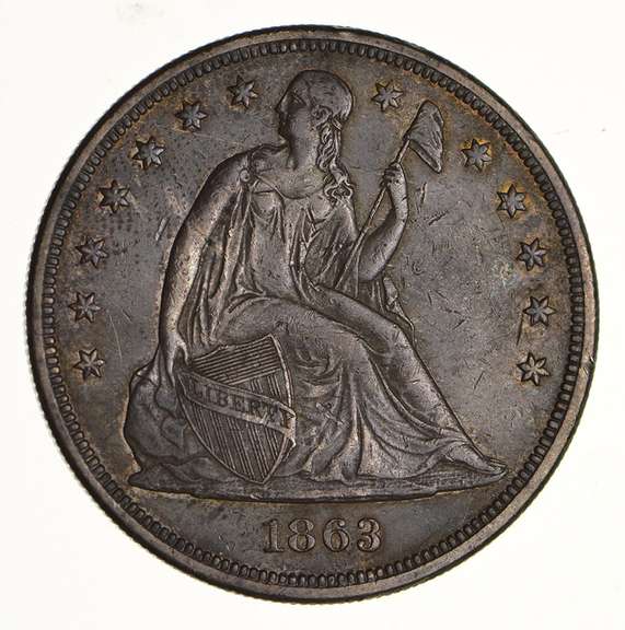 1863 Seated Liberty Silver Dollar - Near Uncirculated