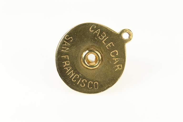 14K Yellow Gold 3D Cable Car San Francisco Souvenir Charm/Pendant