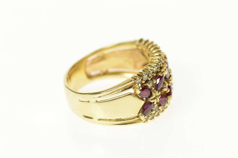 14K Yellow Gold 1.38 Ctw Marquise Ruby Diamond Statement Ring