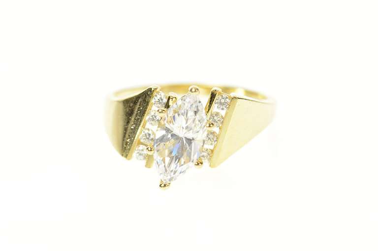 14K Yellow Gold Marquise Cubic Zirconia Travel Engagement Ring