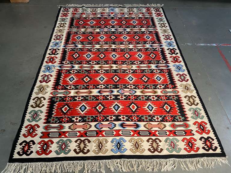 FINE  COLORFUL HAND KNOTTED KLIM 6.6x9.7