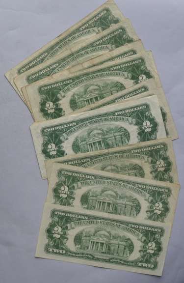 5 Types $ 2 Red Seal US Notes