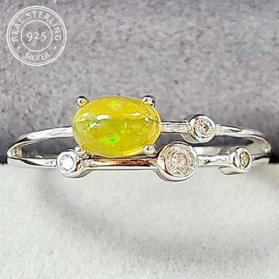 AUSTRALIAN OPAL & WHITE SAPPHIRE STERLING SILVER ADJUSTABLE OPEN RING 0.30 CT AUSTRALIAN OPAL STERLING SILVER RING