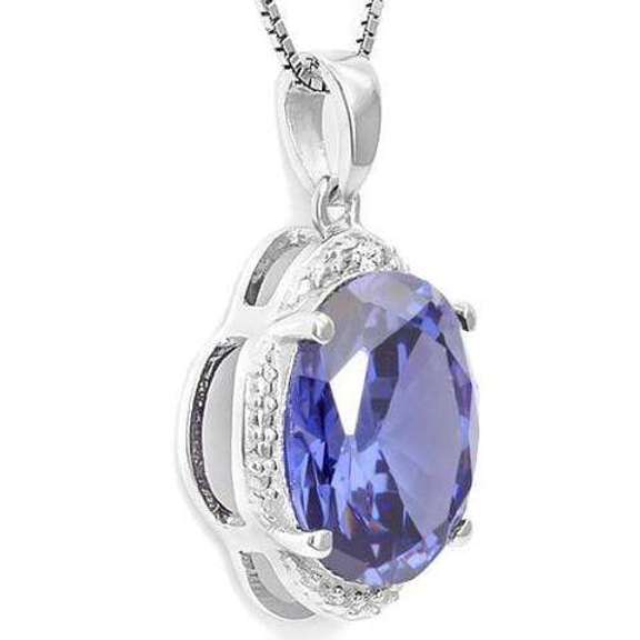 STERLING SILVER 8.10 CT LAB TANZANITE & PENDANT