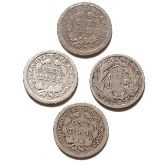1845 1853 O Arrows 1857 & 1875 Seated Dimes