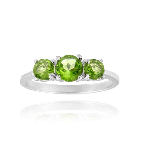 Sterling Silver Peridot Three Stone Ring
