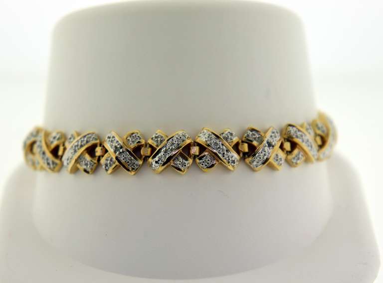 Sterling Silver In Gold Plated Crossover X Bracelet