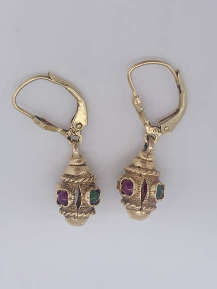 14kt Solid Yellow Gold Dangle Earrings