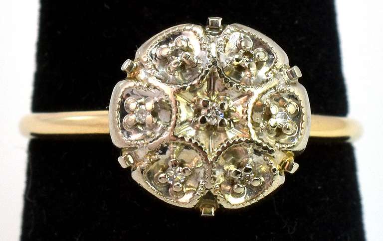 Vintage Diamond Accent Cluster Ring in Yellow Gold