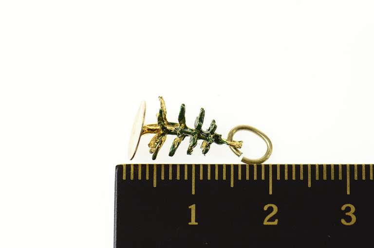 14K Yellow Gold 3D Enamel Pine Christmas Tree Charm/Pendant