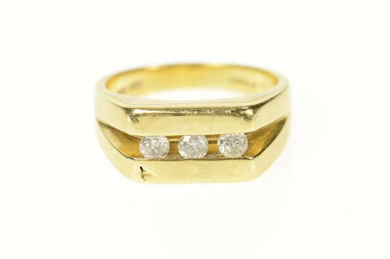 14K Yellow Gold Men's Squared Diamond Statement Wedding Ring