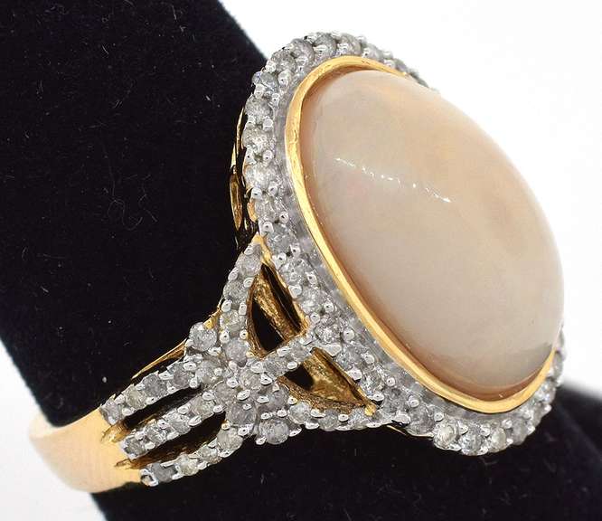 Regal Opal & Diamond Ring in Vermeil