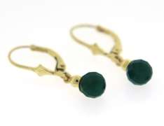 Amazing Yellow Gold Green Faceted Bead Leverback Earrings