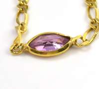 Charming Pink CZ Anklet in Yellow Gold