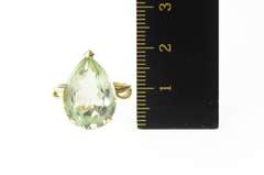 14K Yellow Gold 8.76 Ct Pear Prasiolite Solitaire Statement Ring