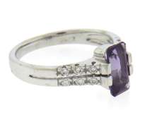 Charming White Gold Amethyst and Diamond Ring