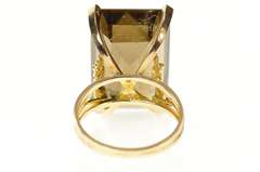 18K Yellow Gold Emerald Cut Smoky Quartz Cocktail Ring