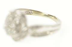 10K White Gold Diamond Flower Cluster Bypass Engagement Ring