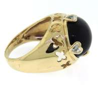Wonderful Yellow Gold Black Onyx and Diamond Dome Ring