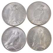 Lot Of 4 1934-D Peace Silver Dollars