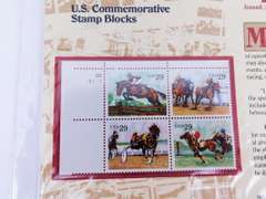 2 U.S. Commemorative Stamp Blocks - Horses