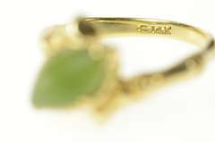 14K Yellow Gold Marquise Nephrite Jade Bamboo Motif Bypass Ring