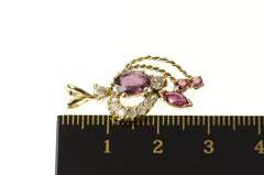 10K Yellow Gold 1.40 Ctw Ornate Ruby Diamond Rope Cluster Pendant