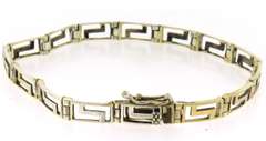 Sterling Silver Vermeil Greek Key Bracelet