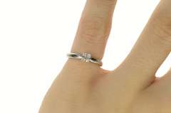 18K White Gold 0.42 Ct Asscher Cut Diamond Engagement Ring