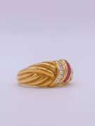 18kt Gold Ruby & Diamond Cocktail Band Ring