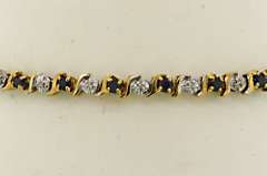 Stately 10kt Saphhire and Diamond S-Link Tennis Bracelet