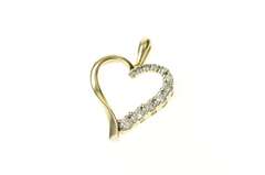 10K Yellow Gold Classic Diamond Curvy Heart Love Symbol Pendant