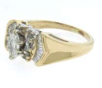 Dazzling Yellow Gold Marquise Baggeutte Engagement Ring