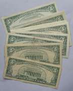 9 Red Seal $ 5 US Notes