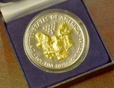 Two Tone Gold Plated Silver Eagle, in Box