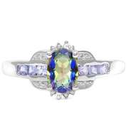 STERLING SILVER 0.94 CT OCEAN MYSTIC GEMSTONE & TANZANITE RING