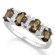 2 2/5 CARAT SMOKEY TOPAZ & STERLING SILVER RING