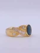18kt Gold Blue Sapphire & Diamond Cocktail Band Ring