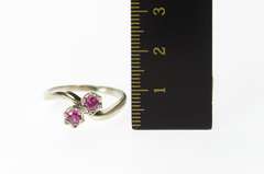 14K White Gold Retro 1960's Syn. Ruby Bypass Statement Ring