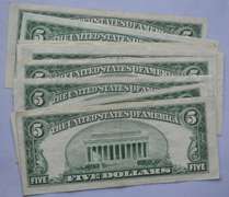 9 1953 A &A 1953 Series $5 Silver Certificates. .